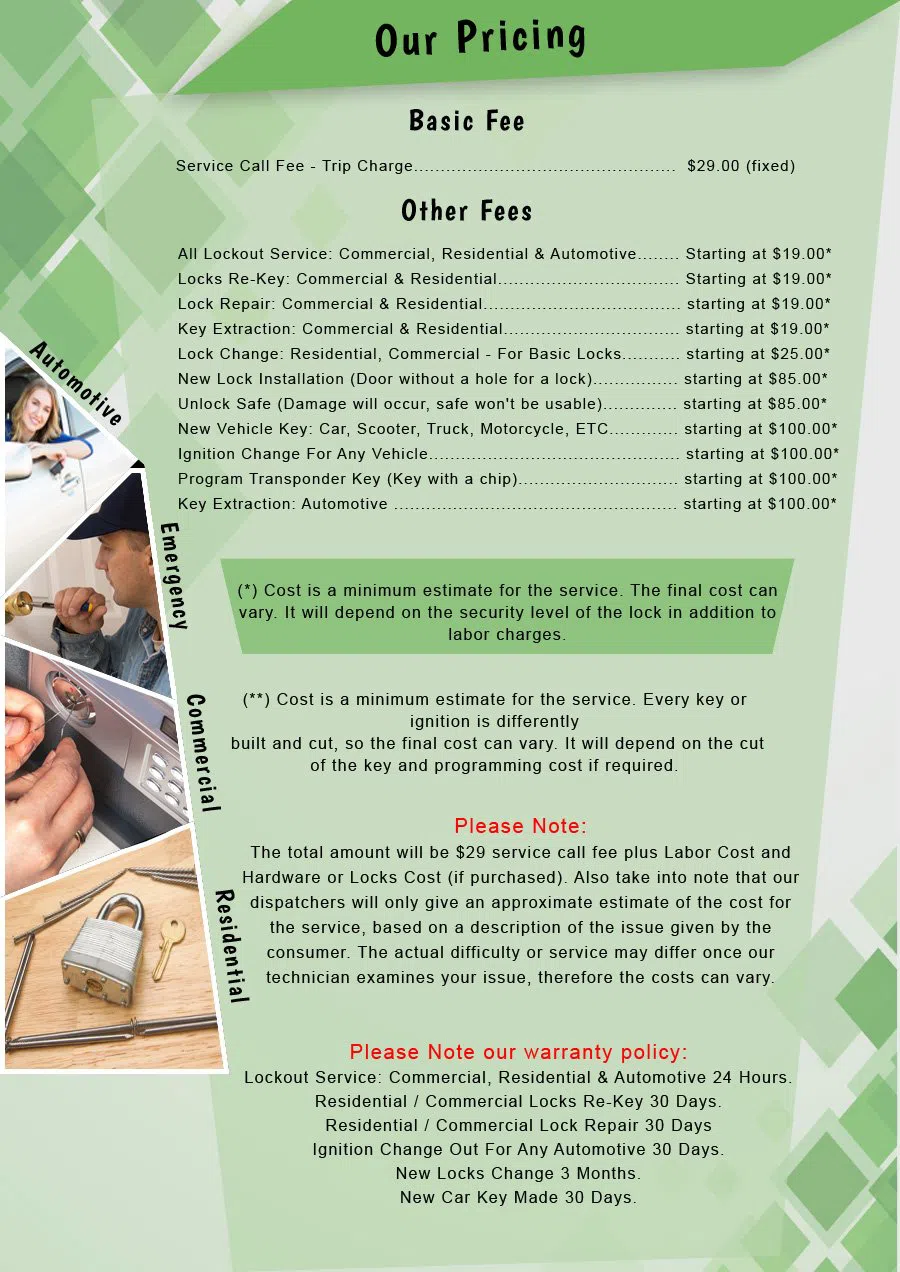 Hialeah Lock And Key Hialeah, FL 305-307-5663 - Pricelist-2